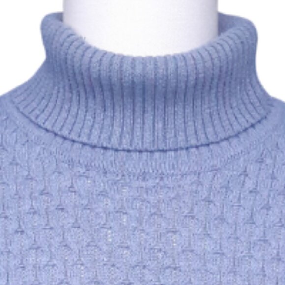 Coofandy SZ L Turtleneck Pastel Blue Intricate Pattern Sweater - Picture 5 of 16